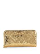 Love Moschino Metallic Logo Embossed Zip-around Wallet
