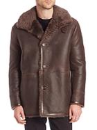 Vince Long Sleeve Leather & Shearling Coat