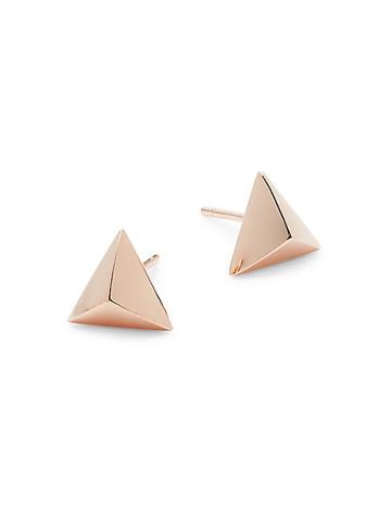 Nephora 14k Rose Gold Pyramid Stud Earrings