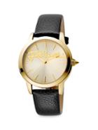 Just Cavalli Logo Stainless Steel Leather-strap Watch