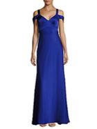 Theia Solid Cold-shoulder Gown