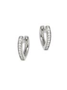 Nephora 14k White Gold & Diamond Heart Huggie Earrings