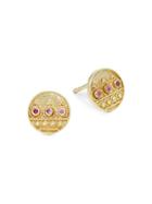 Amrapali 18k Yellow Gold & Pink Ruby Earrings