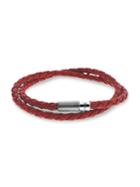 Zegna Sterling Silver & Braided Leather Double Wrap Bracelet