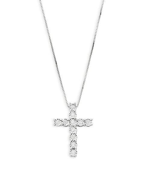 Diana M Jewels 14k White Gold Diamond Cross Pendant Necklace