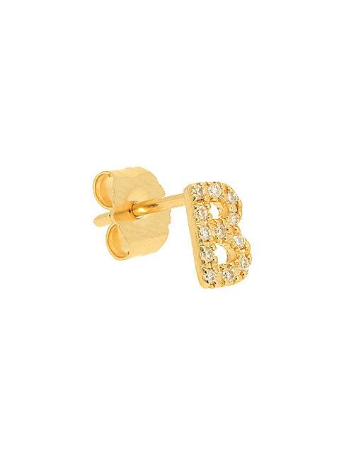 Nephora 14k Yellow Gold & Diamond B Initial Single Stud Earring