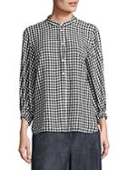 Tibi Gingham Button Front Tunic
