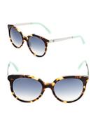 Gucci 53mm Rounded Tortoiseshell Sunglasses