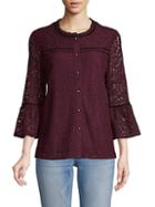 Karl Lagerfeld Paris Lace Bell-sleeve Blouse