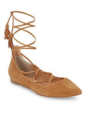 Sigerson Morrison Sunny Suede Lace-up Point Toe Flats