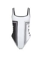 Versace Two-tone Printed One-piece Swimsuit