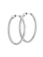 Diana M Jewels 18k White Gold & Diamond Hoop Earrings