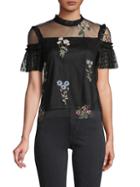 Lea & Viola Embroidered Floral Lace Top