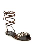 Michael Kors Collection Mica Studded Leather Lace-up Sandals