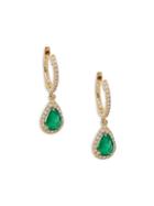 Effy 14k Yellow Gold Emerald & Diamond Dangle Drop Earrings