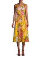Carolina Herrera Floral Midi Silk Dress
