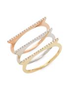 Saks Fifth Avenue 14k Tri-tone Gold & Diamond Stackable Rings