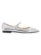 Prada Metallic Leather Mary Jane Flats