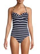 Shoshanna Striped Halter One-piece Swimsuit