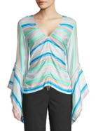 Peter Pilotto Striped Jersey V-neck Gathered Top