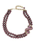 Heidi Daus Multi-color Rhinestone & Glass Beaded Oval Swirl Pendant Necklace