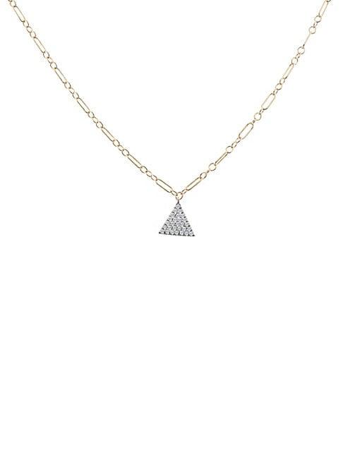 Meira T 14k Yellow Gold & Diamond Triangle Pendant Necklace
