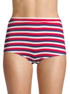 Solid And Striped The Jamie Striped High-waisted Bikini Bottom