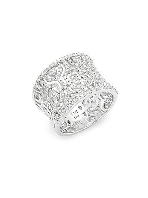 Effy Diamond & 14k White Gold Openwork Ring