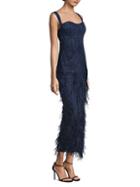 Theia Embellished Feather-accented Gown