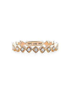 Ef Collection Diamond And 14k Rose Gold Stack Ring