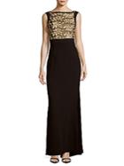 Theia Embroidered Sleeveless Gown
