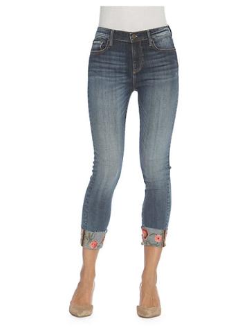Driftwood Cropped Embroidered Jeans