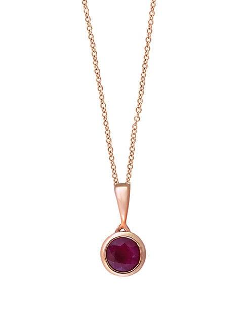 Effy Amore Ruby And 14k Rose Gold Pendant Necklace