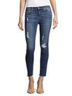 7 For All Mankind Frayed-cuff Distressed Ankle Jeans