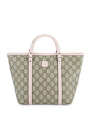 Gucci Leather Handle Printed Tote