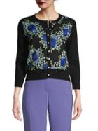 Karl Lagerfeld Paris Embroidered Floral Cotton-blend Cardigan