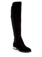 Karl Lagerfeld Paris Sutton Faux-pearl Heel Suede Boots