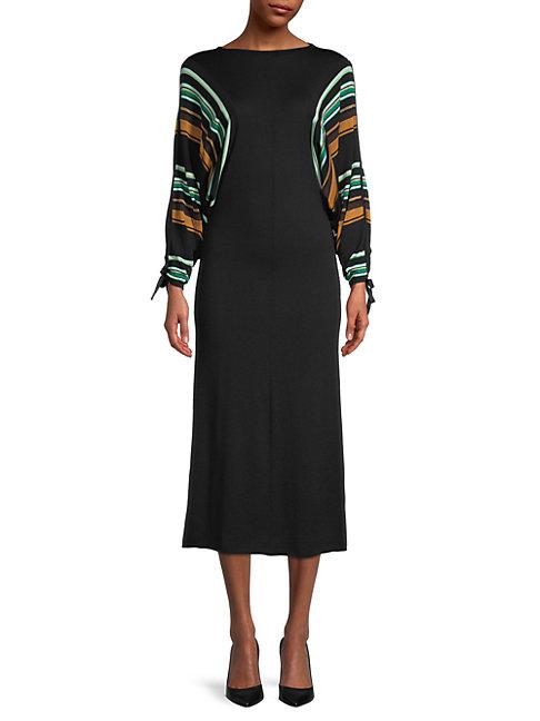 Marni Striped Wool-blend Midi Dress