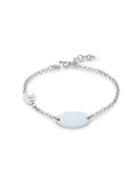 Majorica Sterling Silver & Faux Pearl Dog Tag Chain Bracelet