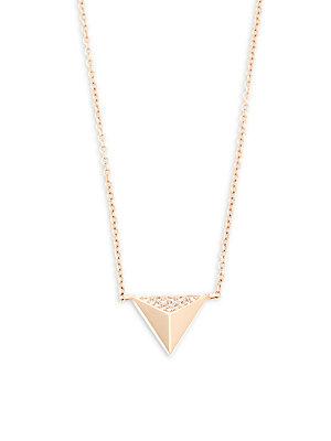 Ef Collection Partial Spike Diamond And 14k Rose Gold Pendant Necklace