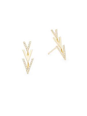 Ef Collection White Diamond & 14k Yellow Gold Earrings