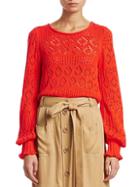 Chlo Cotton Lacey Eyelet Knit Sweater