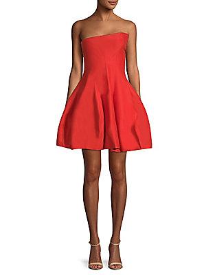 Halston Heritage Asymmetrical Fit-and-flare Dress