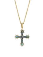 Judith Ripka Goldplated Sterling Silver & Gemstone Cross Pendant Necklace