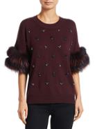 Kobi Halperin Denise Embellished Fox Fur-trim Sweater