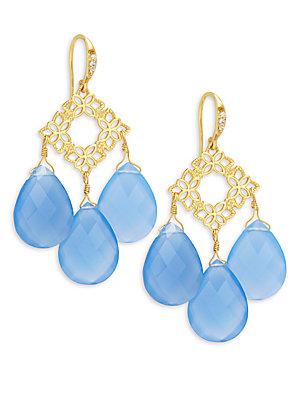 Indulgems Floral Blue Chalcedony Drops Earrings
