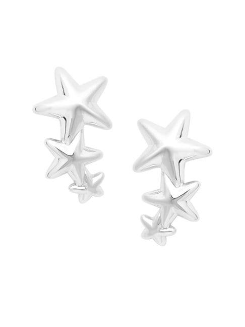 Saks Fifth Avenue Sterling Silver Trio Star Climber Earrings
