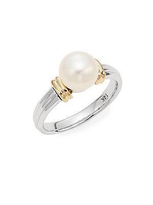 Mastoloni 7.5mm-8mm Cultured Pearl & Two-tone Gold Ring