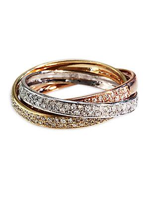 Effy Diamond Ring In 14 Kt. Tri-tone Gold