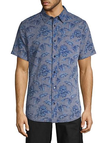 Buffalo David Bitton Sigmon Palm-print Short-sleeve Shirt